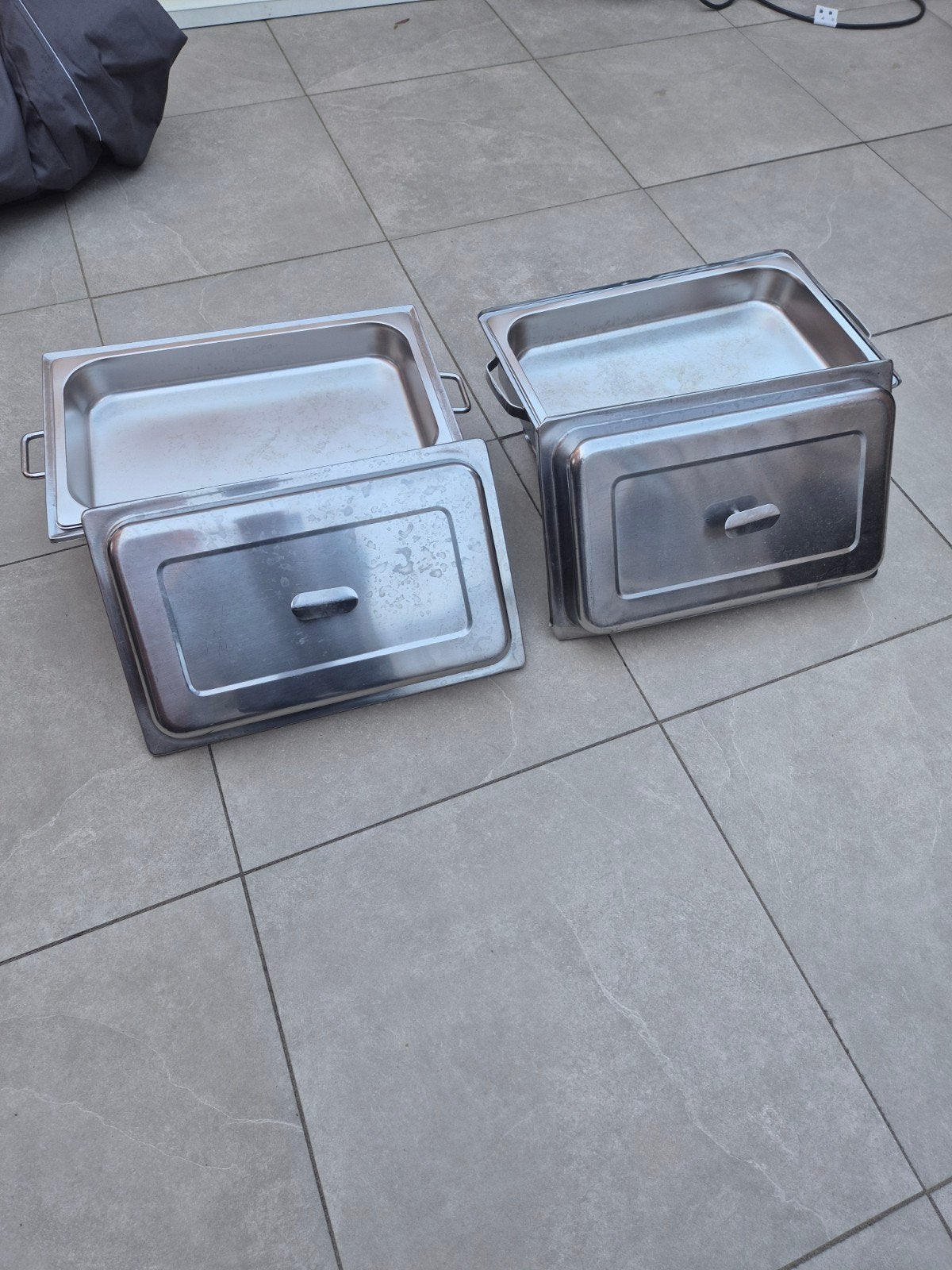 Chafing Dishes - Set van 2 RVS Warmhoudbakken, Ophalen, Gebruikt