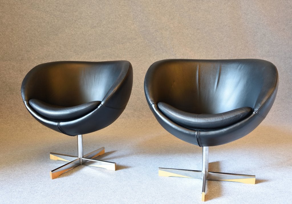 2x Fora Form Planet Chair Zwart Leer (Stokke / Varier), Gebruikt, 75 tot 100 cm, 50 tot 75 cm, Ophalen