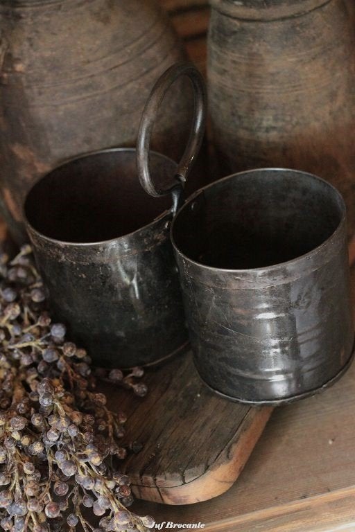 Metalen bakje dubbel, kruidenrekje, bakje, olijfolie, Huis en Inrichting, Woonaccessoires | Overige, Www.jufbrocante.nl, Www.jufbrocante.nl