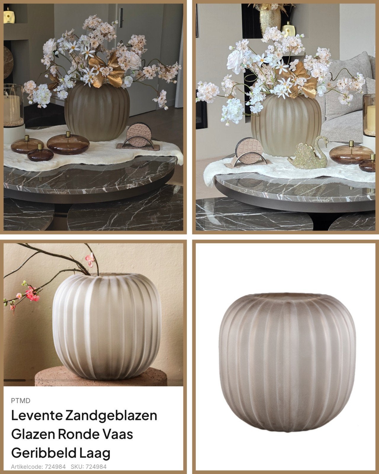 PTMD Levente grote glazen vaas incl opmaak., Ophalen, Zo goed als nieuw, Overige kleuren, Glas