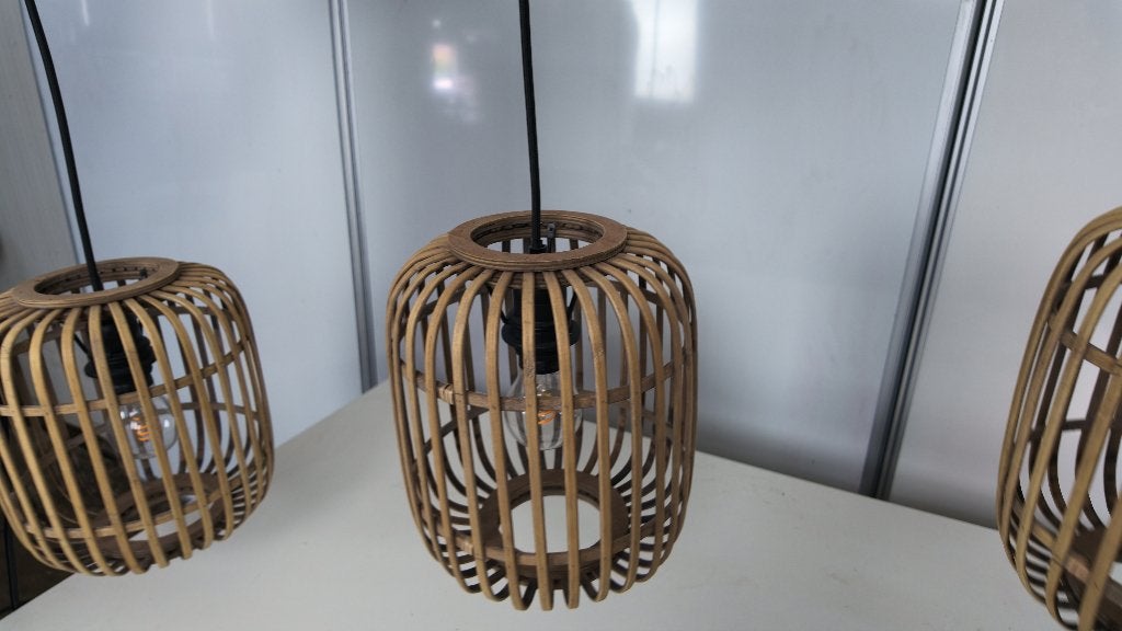 QAZQA Manila hanglamp Leen Bakker 3-lichts rotan, Ophalen, Gebruikt, Kwantum, Kwantum
