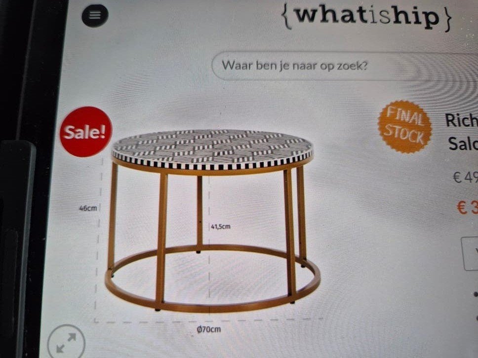 Richmond LUX aanbieding Salontafel BLISS ROND 70 HOOG 46, Ophalen, Nieuw