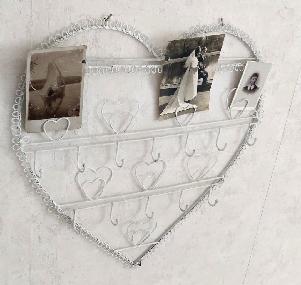  Mooie fotolijst / memobord kapstok hart van metaal, Huis en Inrichting, Metaal, Decoratieobject, Ophalen of Verzenden, Zo goed als nieuw