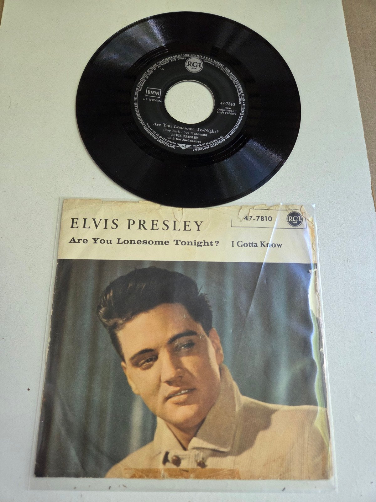 Elvis Presley - Are You Lonesome Tonight? (Vinyl Single), Gebruikt, Fotohoes, 7 inch, Ophalen of Verzenden