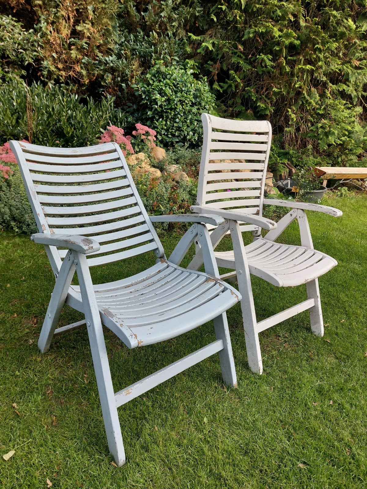 6 houten tuinstoelen, Tuin en Terras, Ophalen, Gebruikt, Hout, Inklapbaar