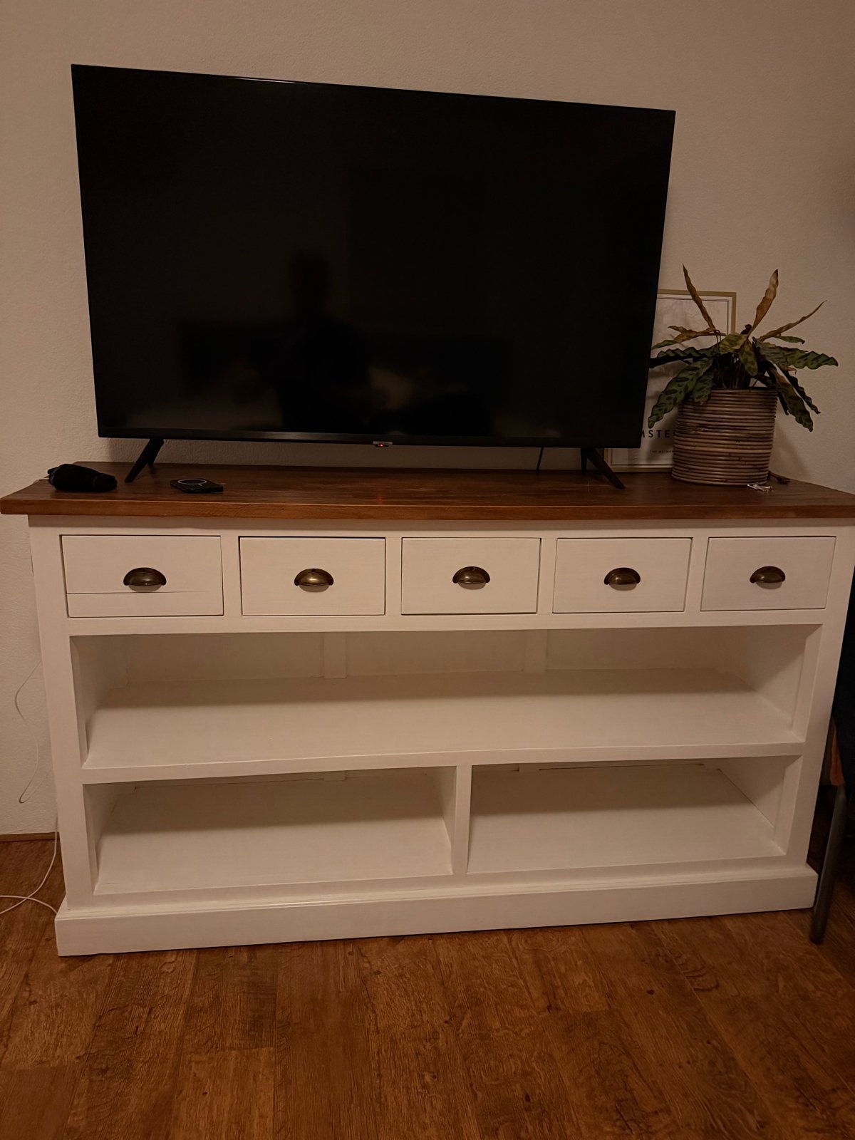 Massieve landelijke kast met lades en open vakken, Ophalen, Gebruikt, 100 tot 150 cm, 150 tot 200 cm