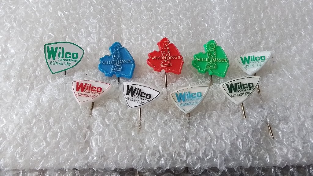 9 verschillende speldjes wilco conserven, Ophalen of Verzenden, Zo goed als nieuw, Overige onderwerpen