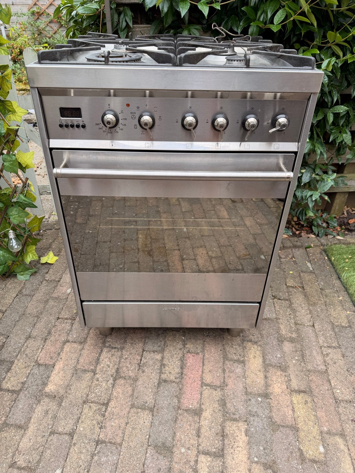 Smeg Fornuis met Gas Kookplaat en Oven - RVS, Witgoed en Apparatuur, Ophalen, Hete lucht, 60 cm of meer, 4 kookzones