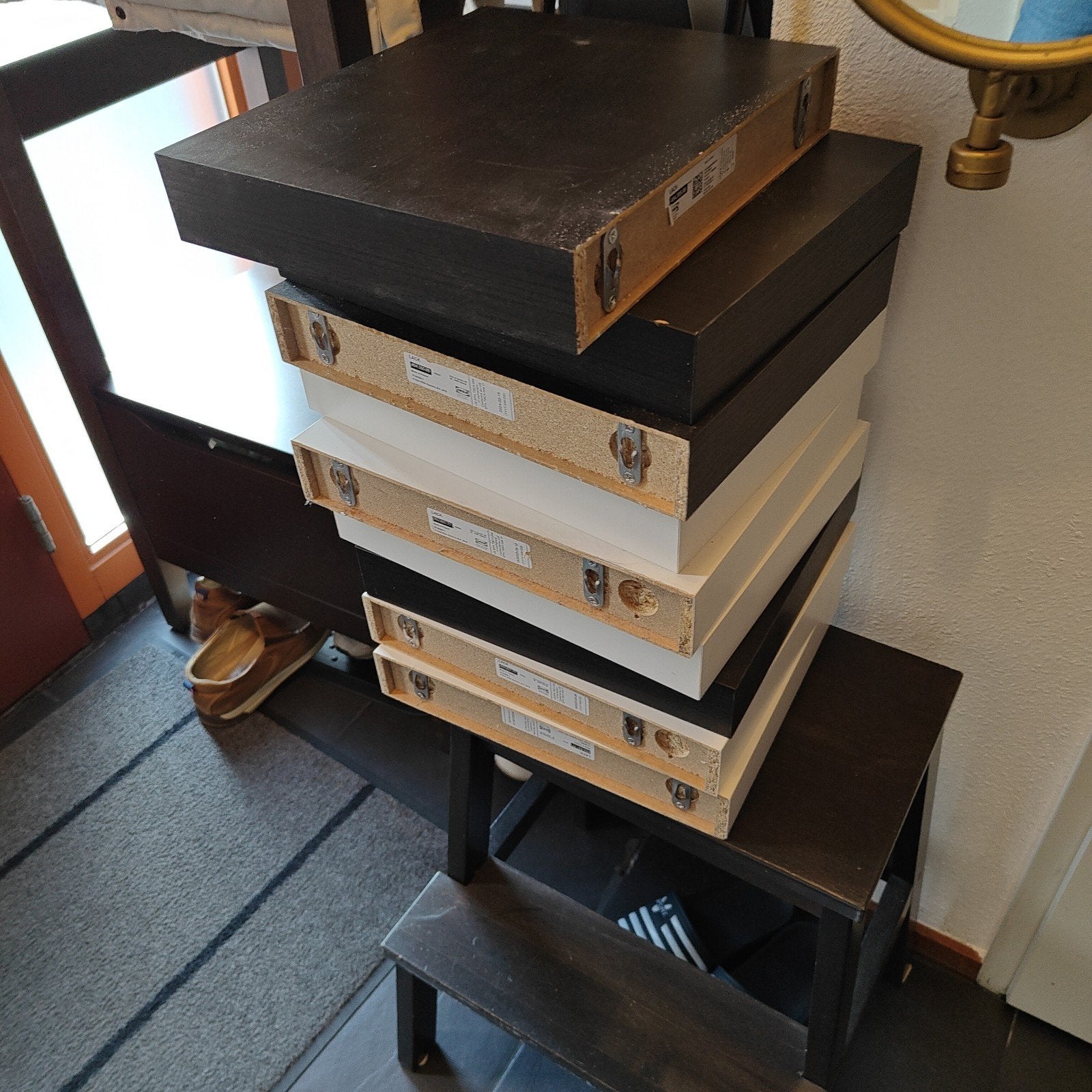 IKEA LACK Muurplanken - Zwartbruin en Wit (9 stuks), Huis en Inrichting, Ophalen of Verzenden