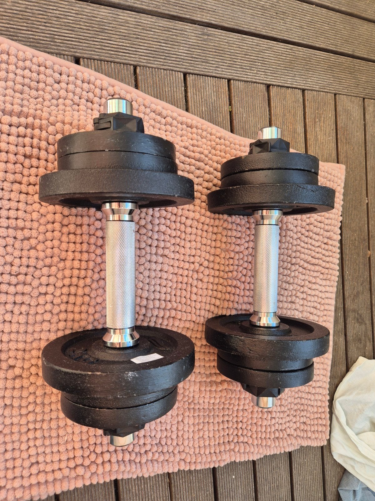 Verstelbare Dumbbells Set 2x 8K, Ophalen, Gebruikt, Rug, Dumbbell