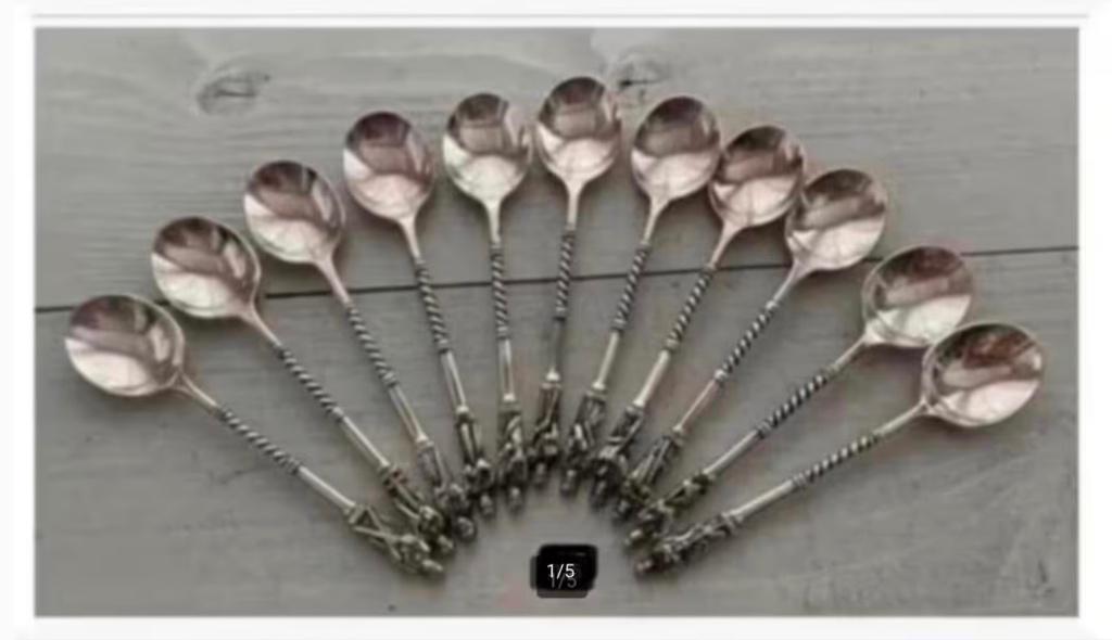 11 x verzilverde apostel lepeltjes, zeer mooi, Antiek en Kunst, Ophalen of Verzenden
