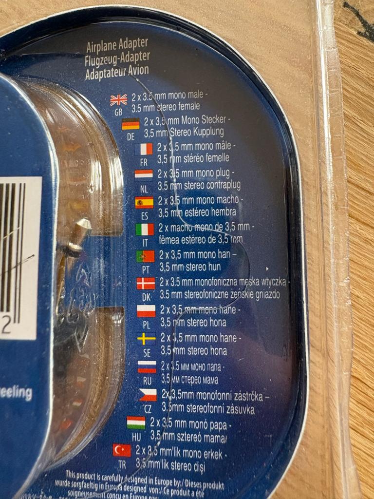 Bandridge Vliegtuig Adapter - MP3 Audio Kabel, Ophalen of Verzenden, Nieuw, Minder dan 2 meter, Overige kabels