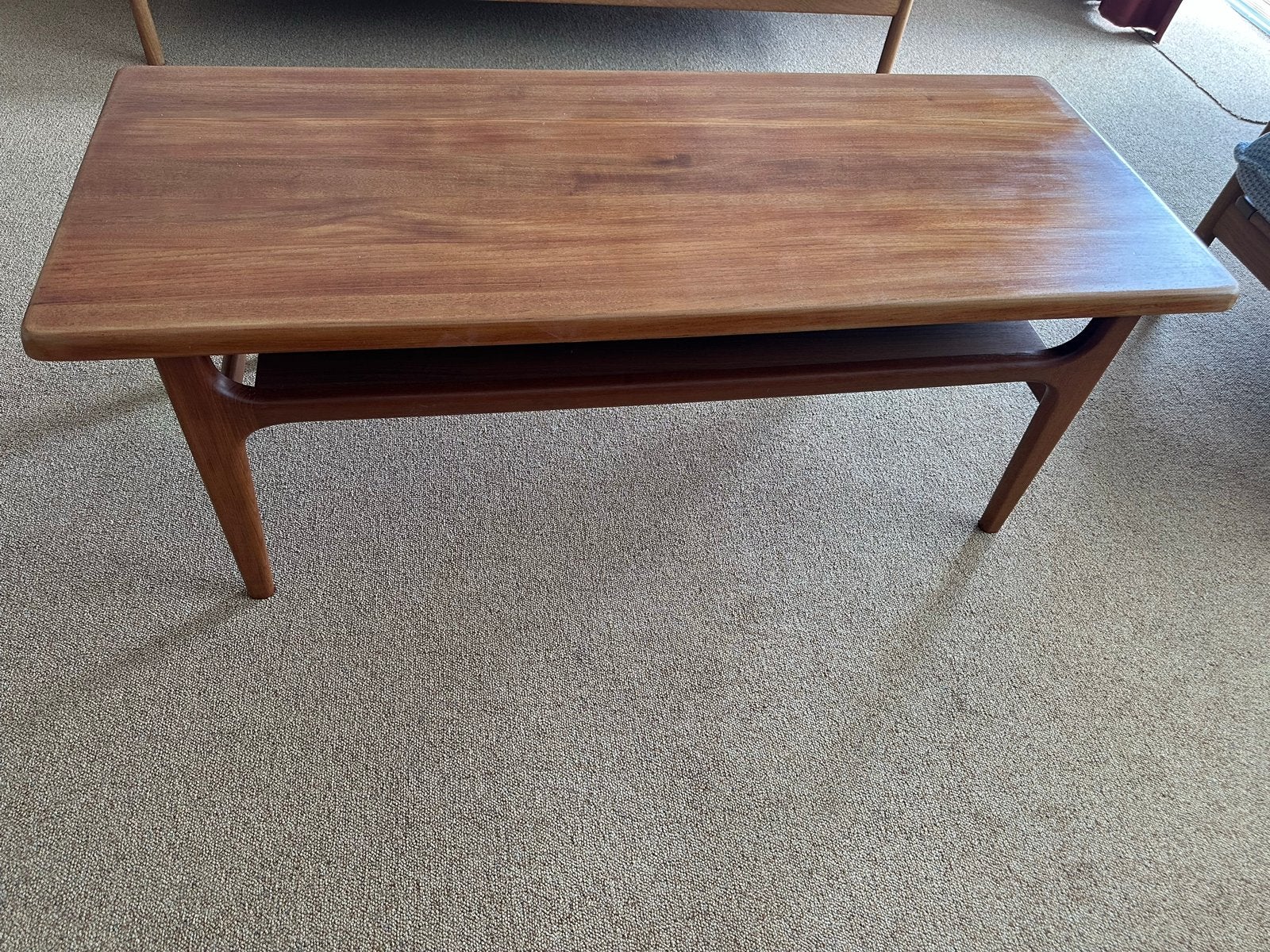 Deens design salontafel uit de jaren '70 (140x56cm), Ophalen, Gebruikt, 100 tot 150 cm, Teakhout