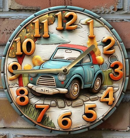 Vintage ronde wandklok van metaal - Oldtimer (20cm), Ophalen of Verzenden, Nieuw, Wandklok