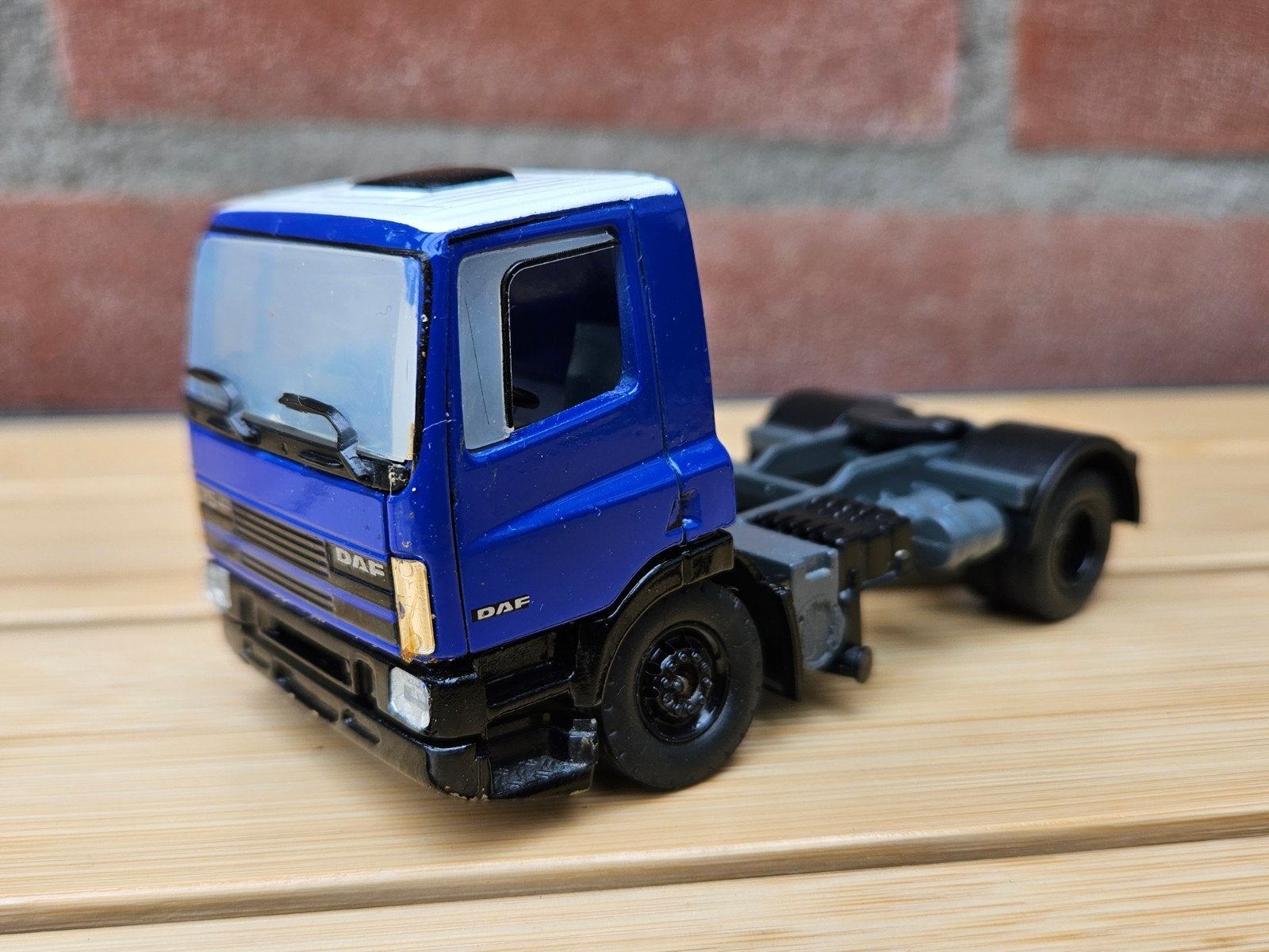 Tekno DAF 75 Losse Trekker 1:50 - Blauw (Opknapper), Ophalen of Verzenden, Gebruikt, Bus of Vrachtwagen, Tekno