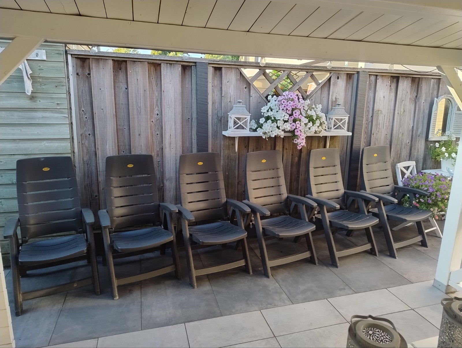 Te koop set van 6 Hartman prestige tuinstoelen., Tuin en Terras, Ophalen, Kunststof, Gebruikt, Verstelbaar