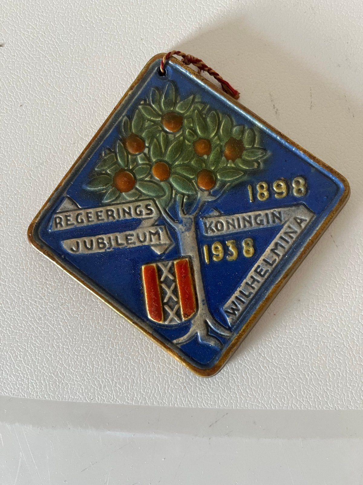 Koningin Wilhelmina Regeringsjubileum Medaille 1898-1938, Ophalen, Gebruikt