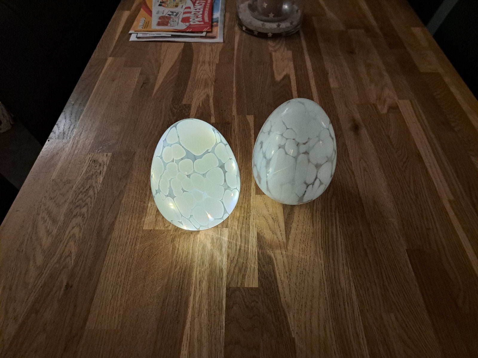 Set van 2 decoratieve eivormige lampen op batterijen, Wit, Overige merken, Gebruikt, Overige fittingen