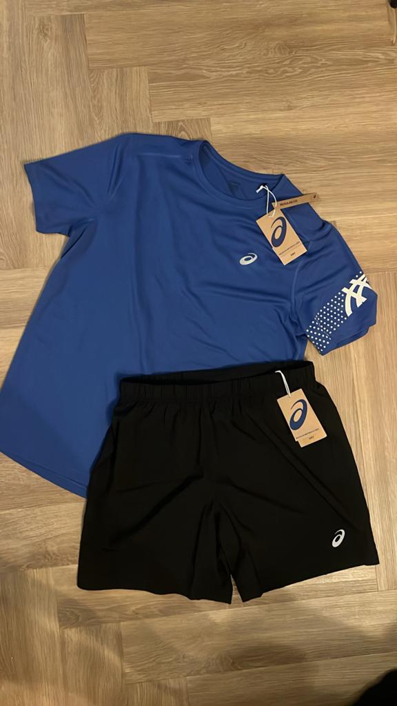 Blauwe Korte ASICS-set, Ophalen of Verzenden, Nieuw, Blauw, Algemeen