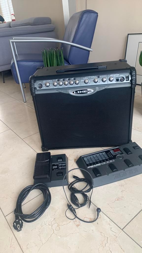 LINE 6 SPIDER II 75Watt, ZOOM PLAYER 3000 & RP01 PEDAL, Ophalen, Gebruikt, 50 tot 100 watt