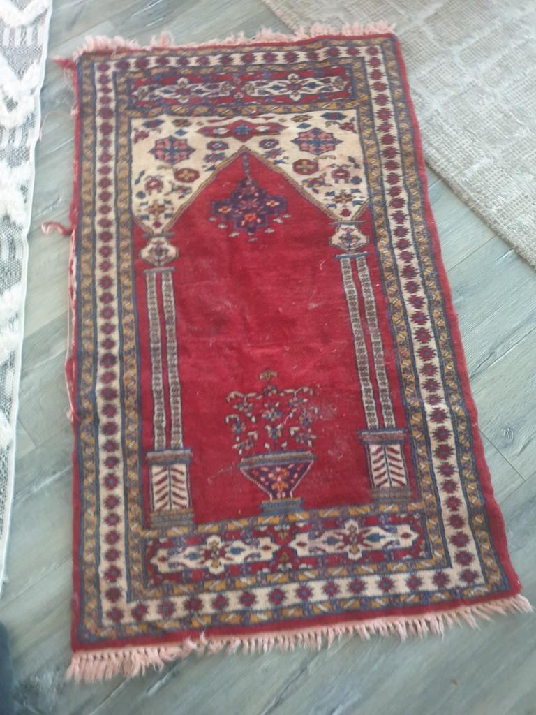 Handgeknoptapijt   125 cm lang 75 cm breed, Gebruikt, 100 tot 150 cm, Blauw, Traditioneel, Vintage, Oosters