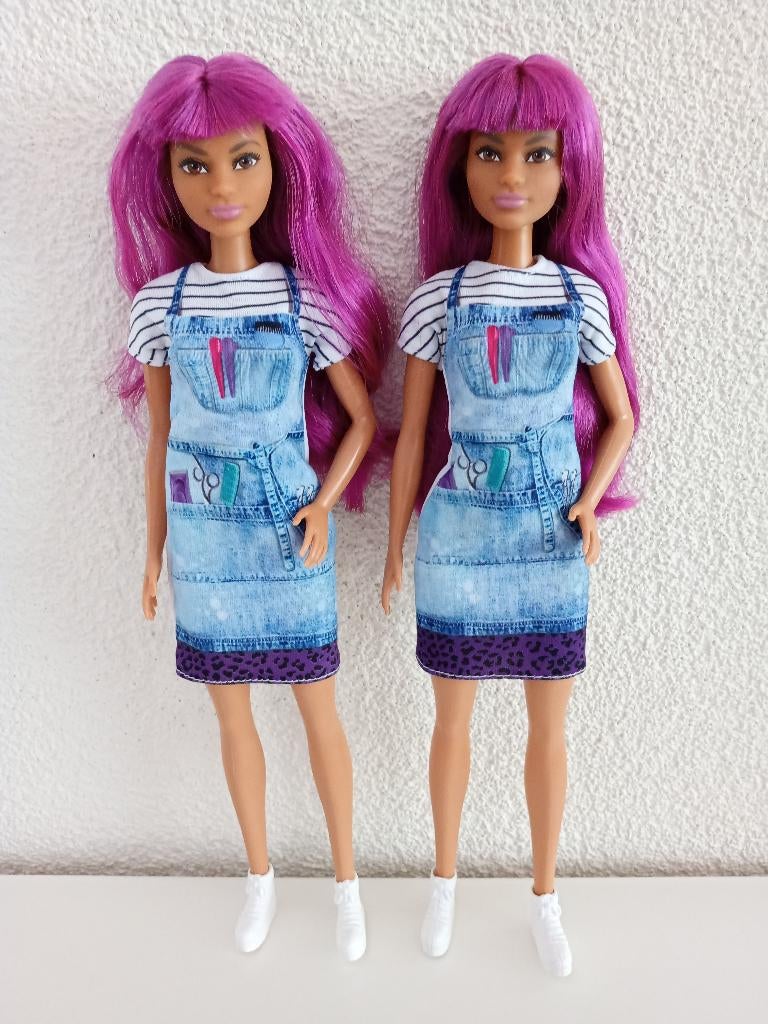 2 Barbie Hairdresser Poppen GTW36, Ophalen of Verzenden, Gebruikt, Barbie