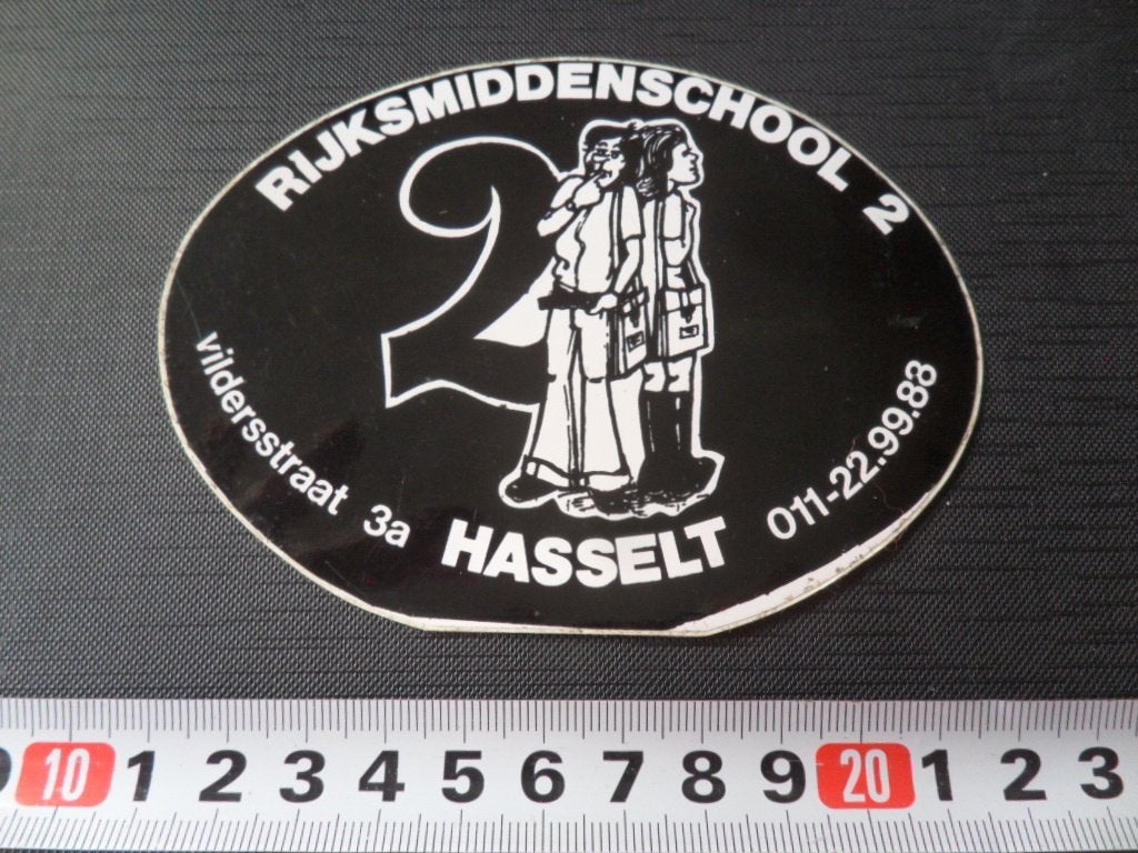 sticker België Hasselt Rijksmiddenschool 2 Vildersstraat 3a, Verzamelen, Ophalen of Verzenden, Zo goed als nieuw