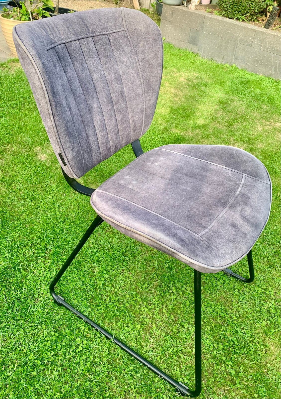 4 MX SOFA eetkamerstoelen - Grijs/antraciet stof, Huis en Inrichting, Stoelen, Gebruikt, Ophalen of Verzenden, Vier, Stof