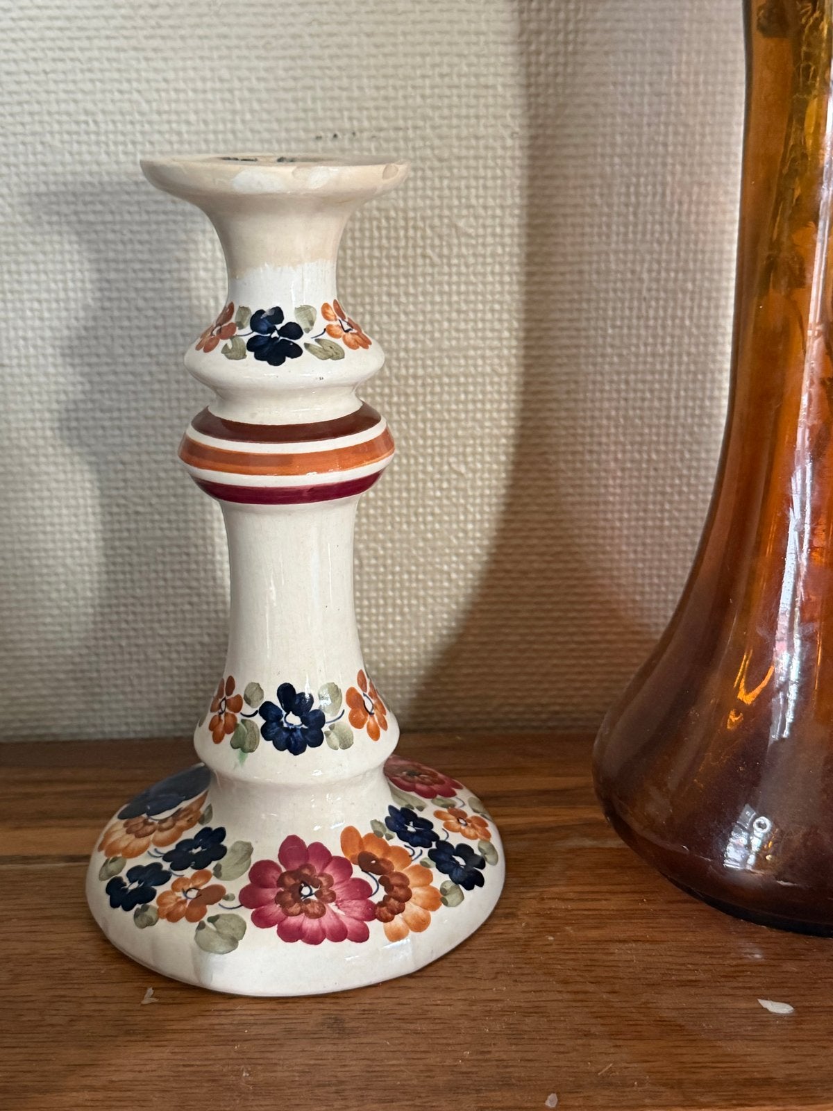 Vintage Fajans Włocławek kandelaar, handgeschilderd, Ophalen of Verzenden, Keramiek of Aardewerk