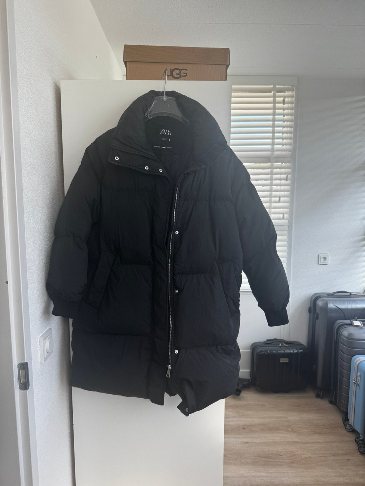 Zwarte thermal gewatteerde puffer coat Zara - maat S, Kleding | Dames, Ophalen of Verzenden, Zo goed als nieuw, Maat 36 (S), Zwart