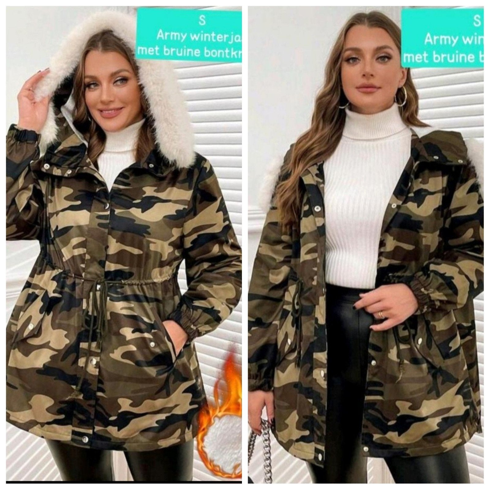 Winterjas  Army look mt S, Ophalen of Verzenden, Zo goed als nieuw, Maat 36 (S), Overige kleuren