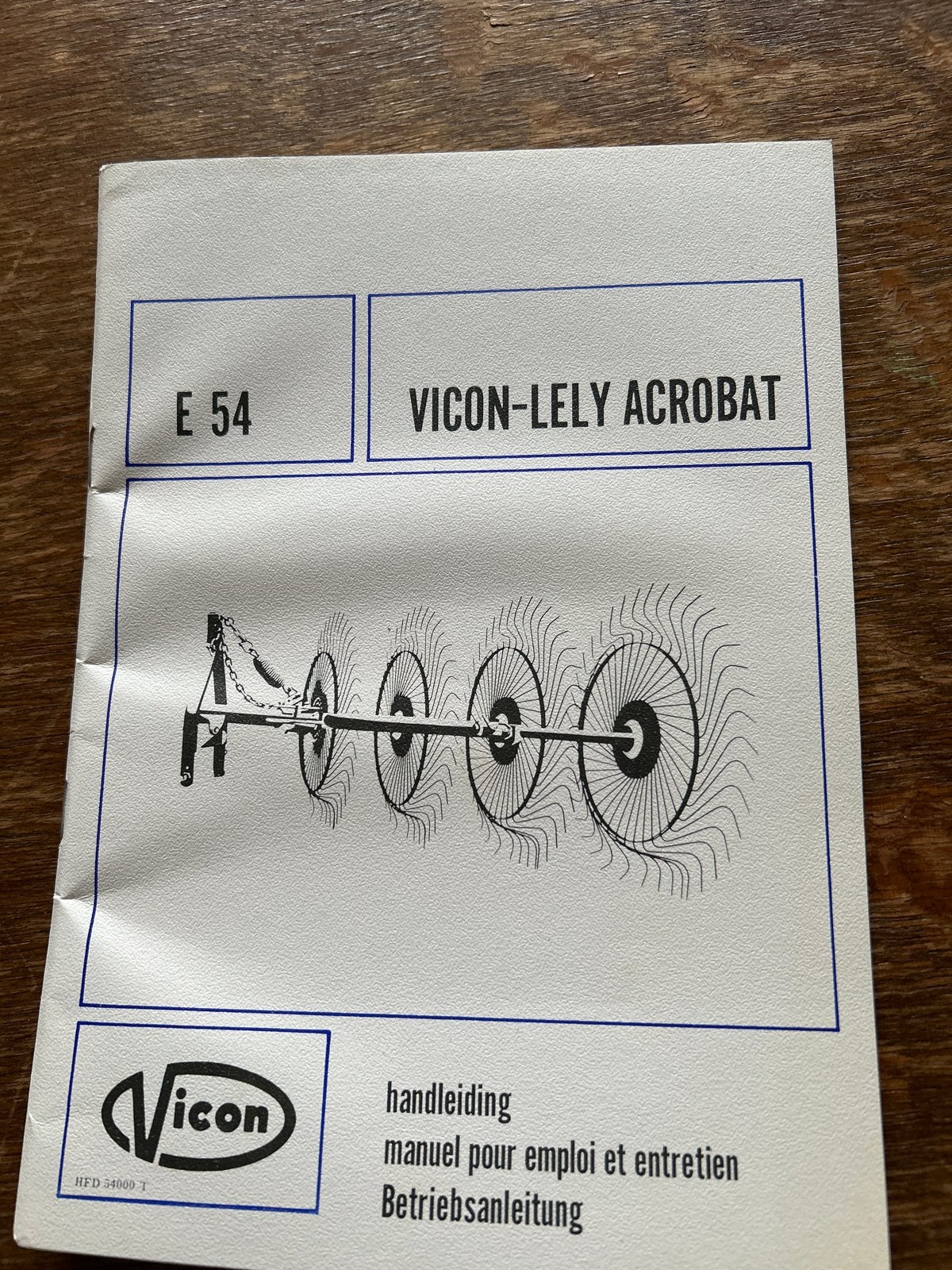 Vicon-Lely Acrobat E 54 Handleiding, Boeken, Ophalen of Verzenden, Gelezen