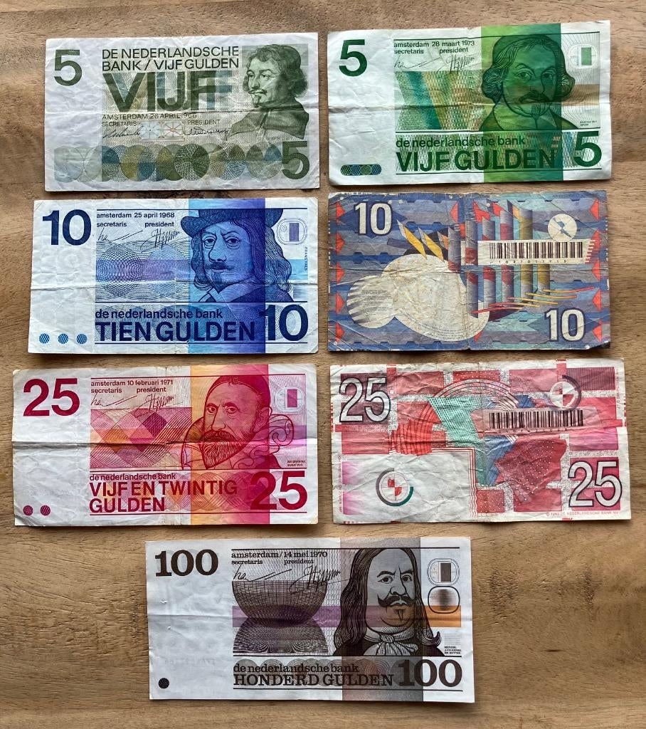 Lotje oude bankbiljetten Nederland (1), Ophalen, 100 gulden, Setje