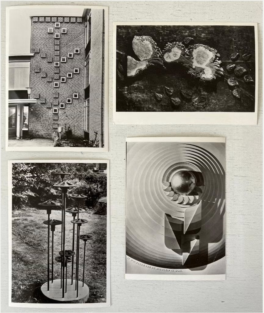 4 x werk van Meinte Walta op ansichtkaart, Ophalen of Verzenden, 1960 tot 1980, Ongelopen