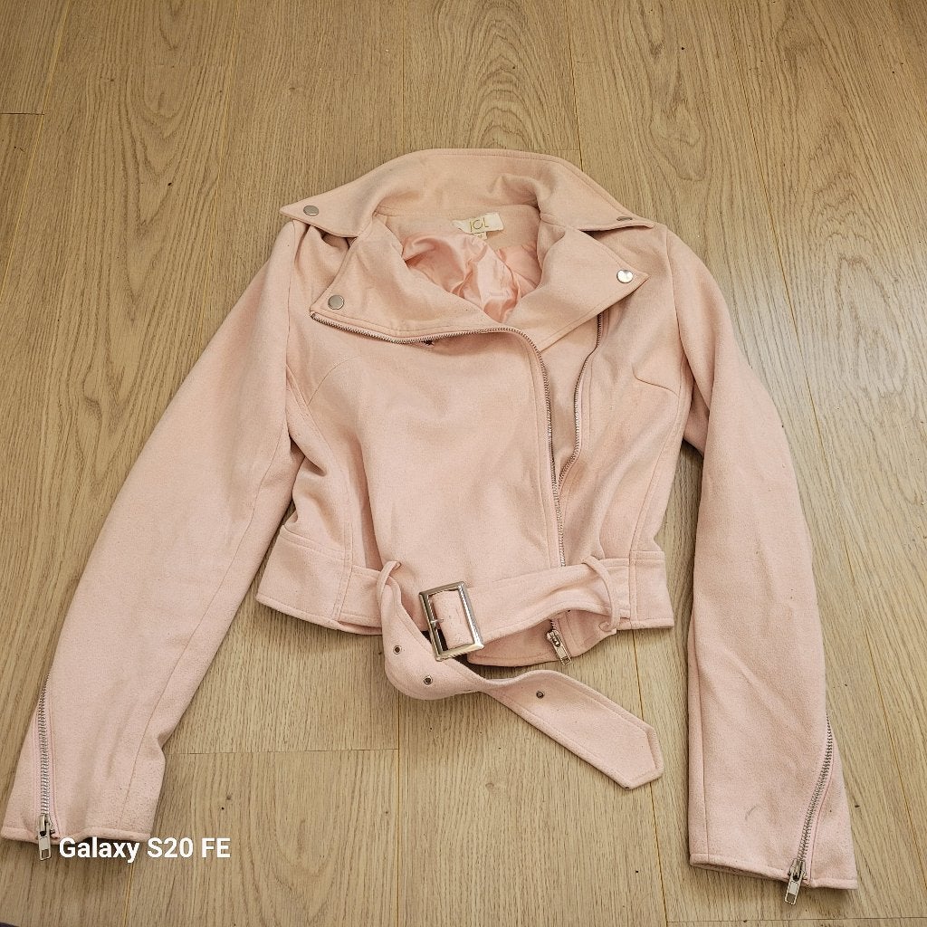 Lichtroze jas jack suede biker jas model maat 38/40 M, Ophalen of Verzenden, Gedragen, Maat 38/40 (M), Roze