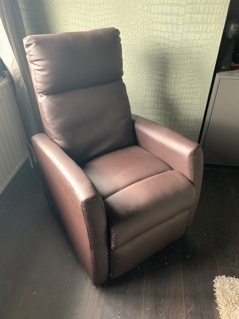 Bruin leren stoel, Ophalen, Gebruikt, 50 tot 75 cm, Leer