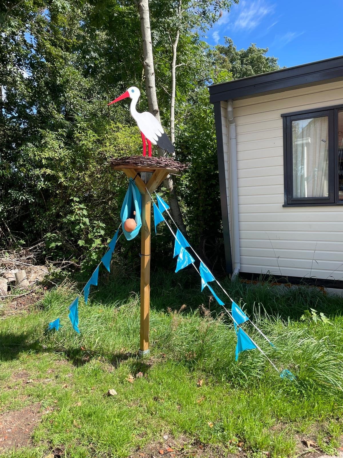Ooievaar nest te huur, Ophalen, Zo goed als nieuw, Geboortebord