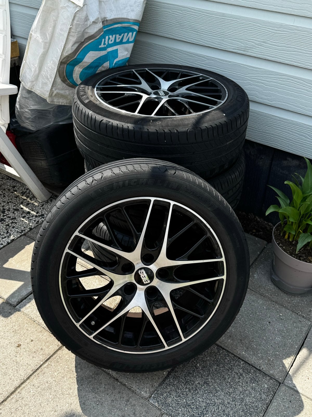 BBS Velgen met Zomerbanden 225/45R17, Ophalen, Gebruikt, Banden en Velgen, 17 inch