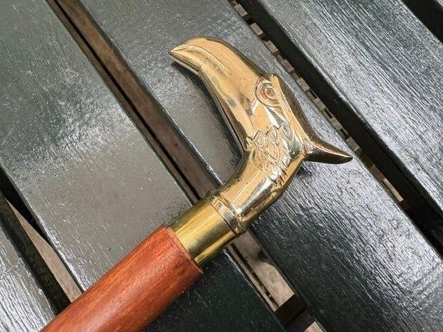 mooie houten wandelstok met vogel/adelaarskop, Ophalen of Verzenden, Zo goed als nieuw