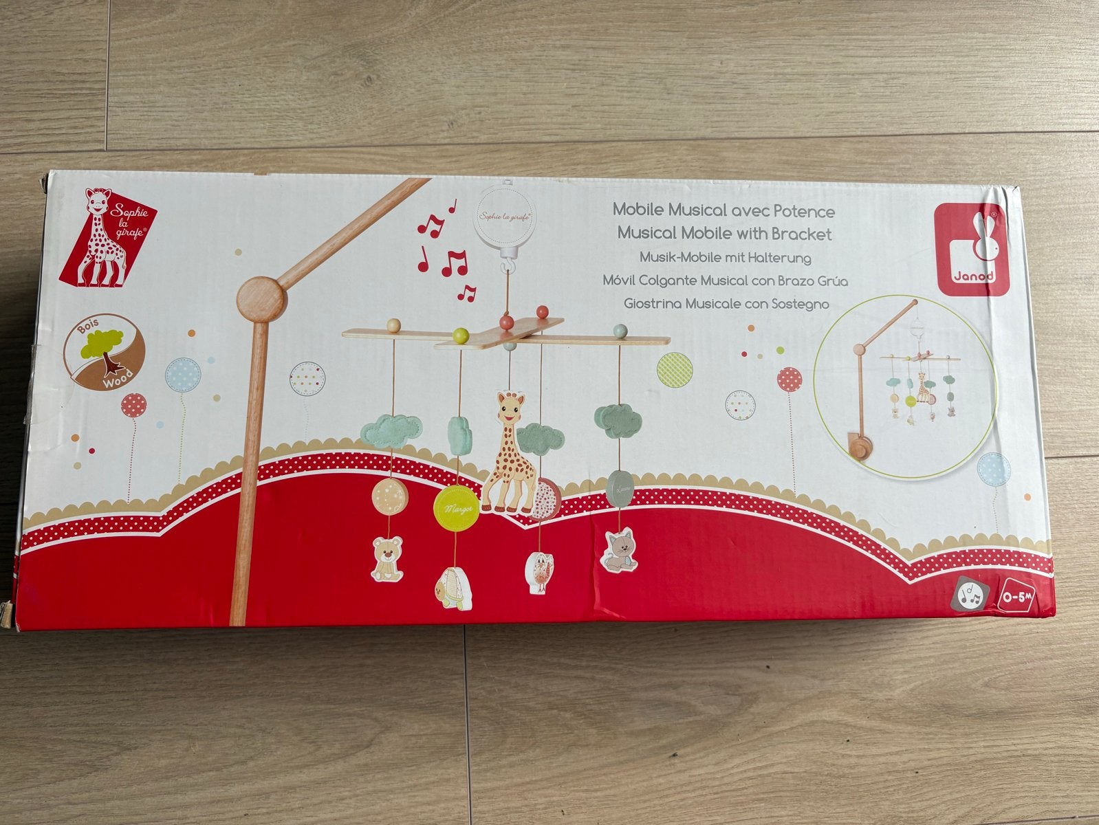 Janod Sophie de Giraf houten Muziekmobiel, Ophalen, Zo goed als nieuw, Mobiel