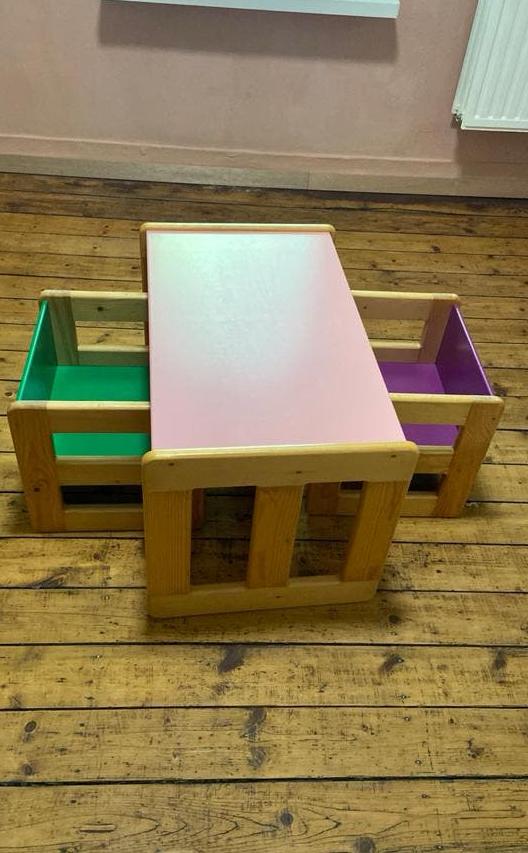 Montessorimeubels: tafel + 2 stoelen dreumes/peuter/kleuter, Ophalen, Tafel(s) en Stoel(en)