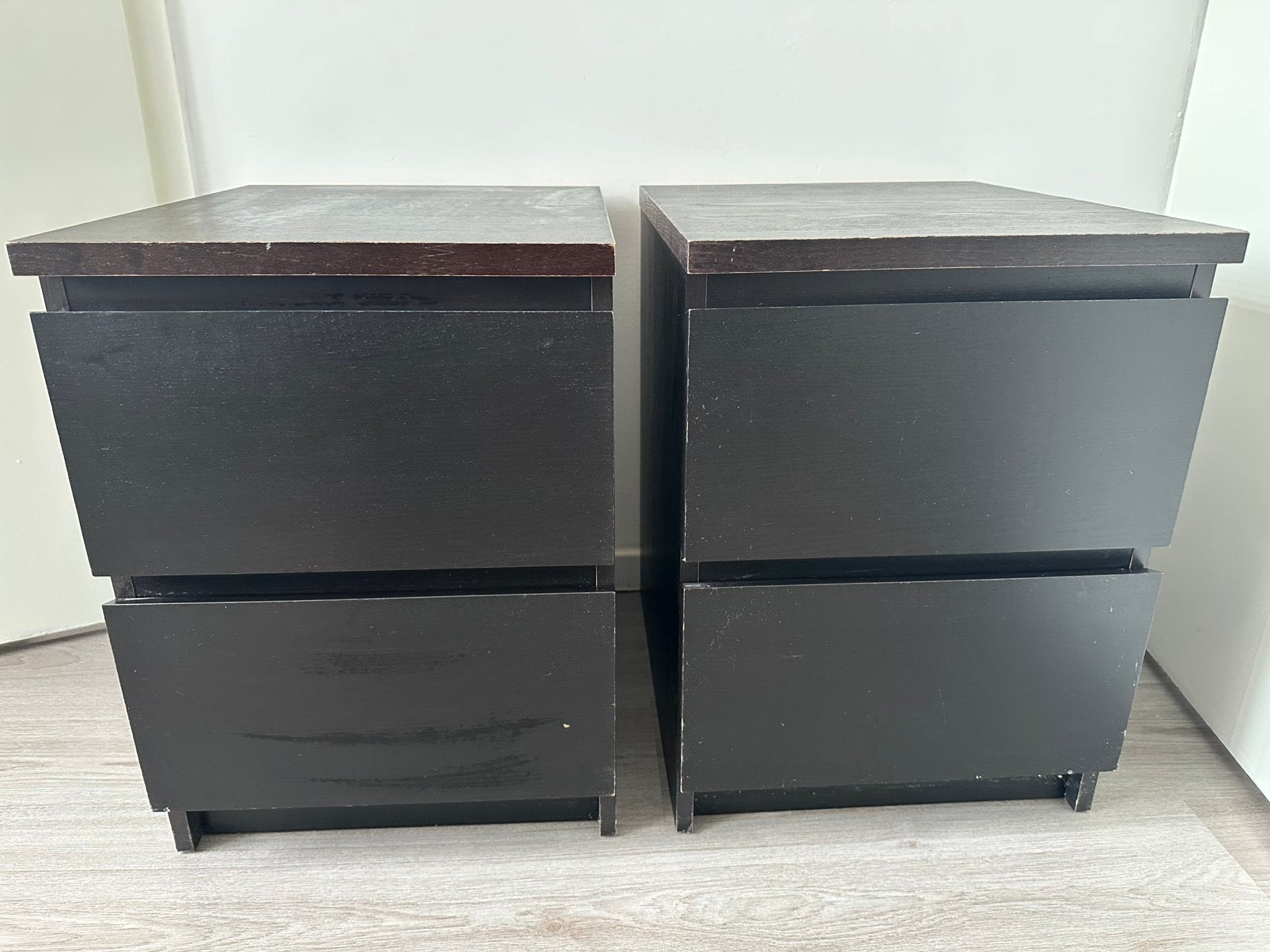 Ikea nachtkasjes 2 stuks zwart, Ophalen, Gebruikt, Minder dan 45 cm