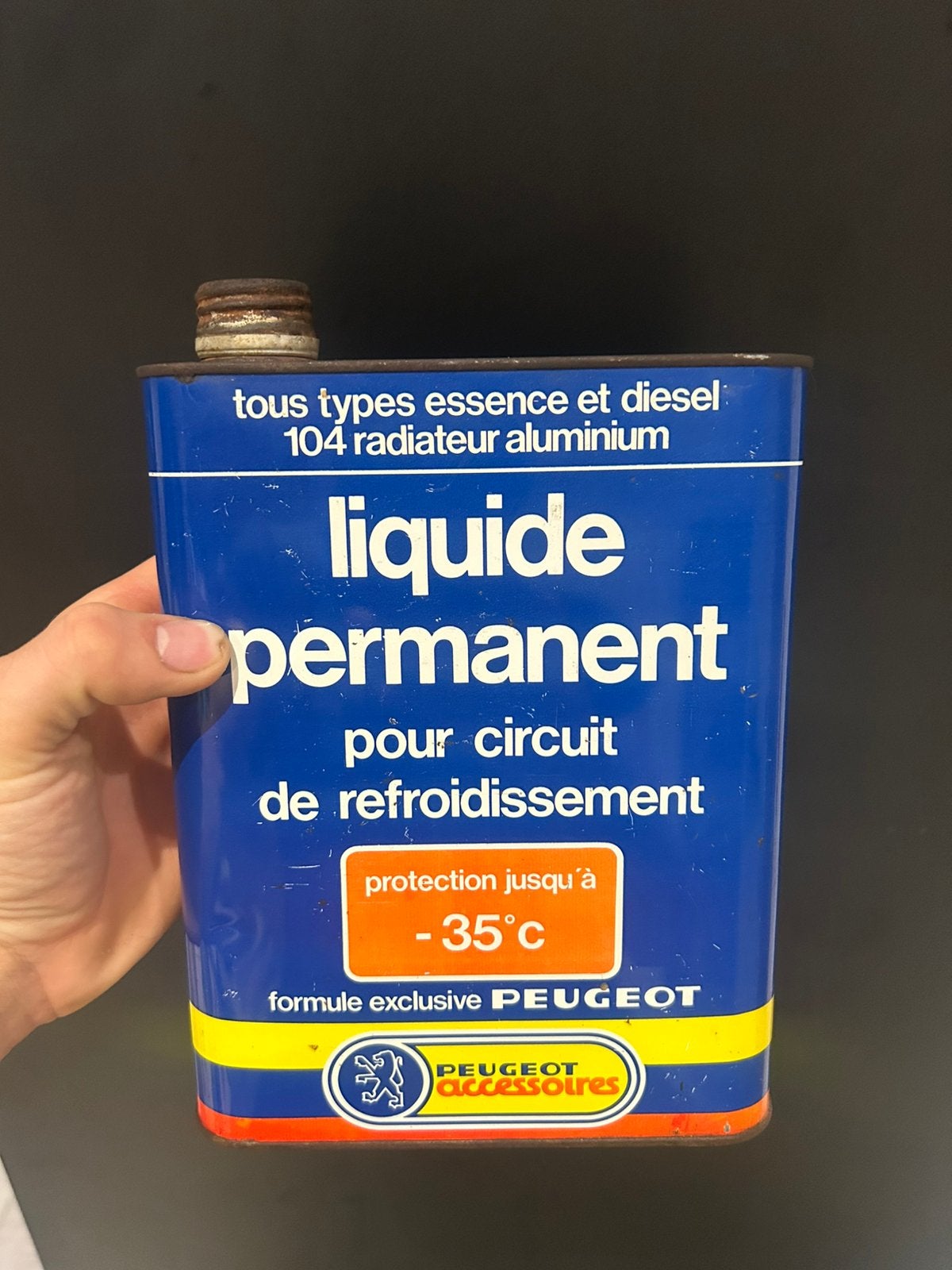 Blik peugeot liquide permanent olieblik olie blik vintage, Ophalen of Verzenden, Zo goed als nieuw, Overige