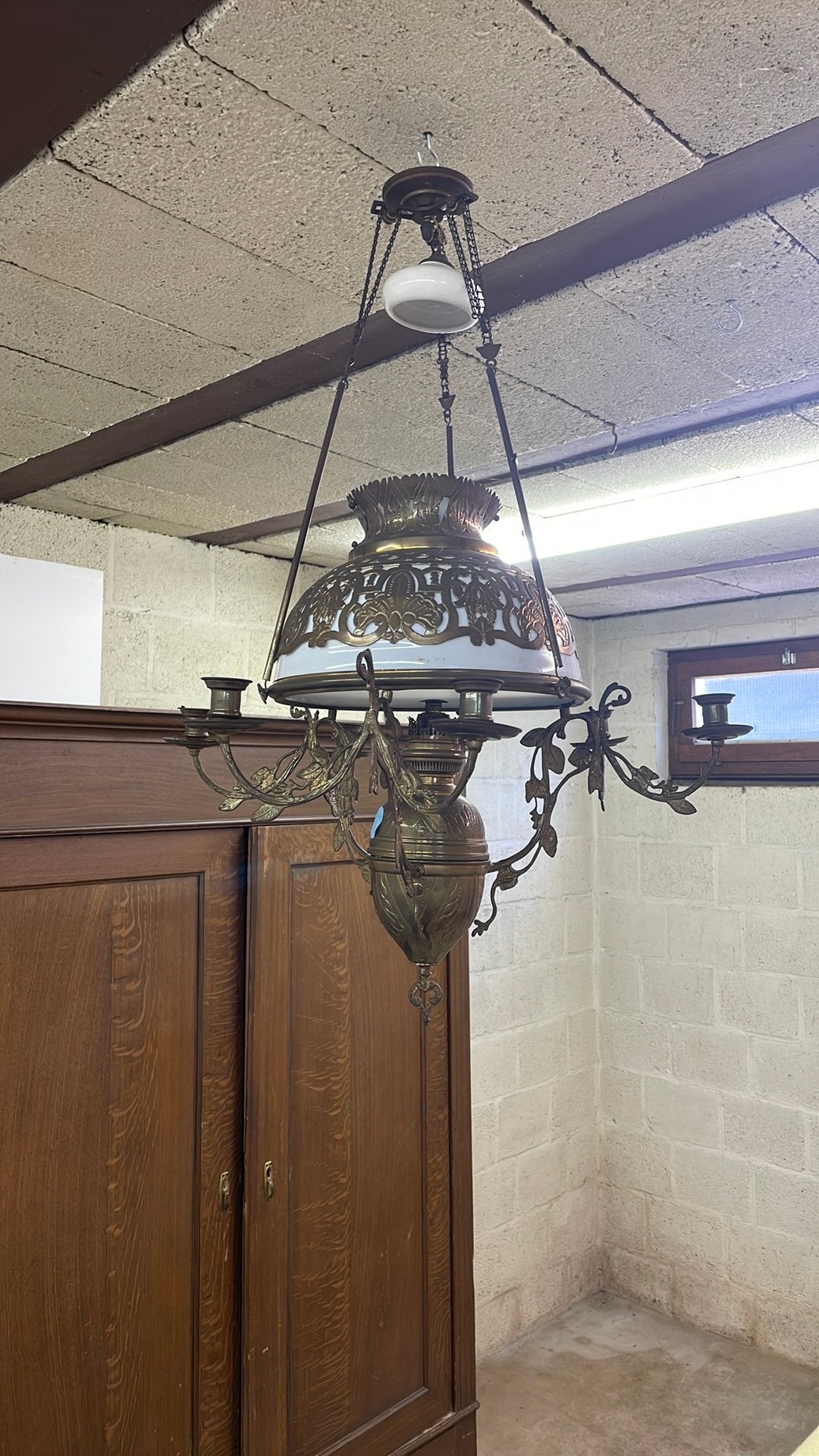 Antieke kopere hanglamp, Antiek en Kunst, Antiek | Koper en Brons, Ophalen, Koper