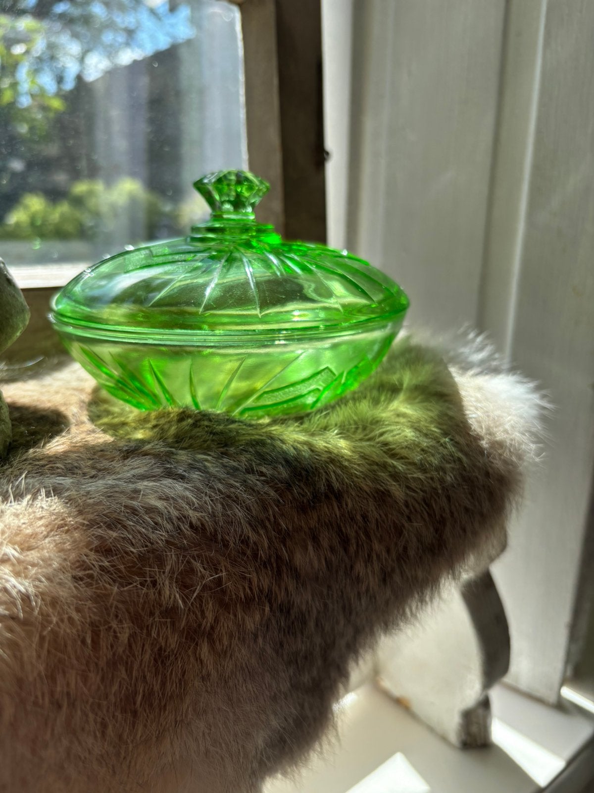 Groen glazen bonbon schaaltje, Ophalen of Verzenden