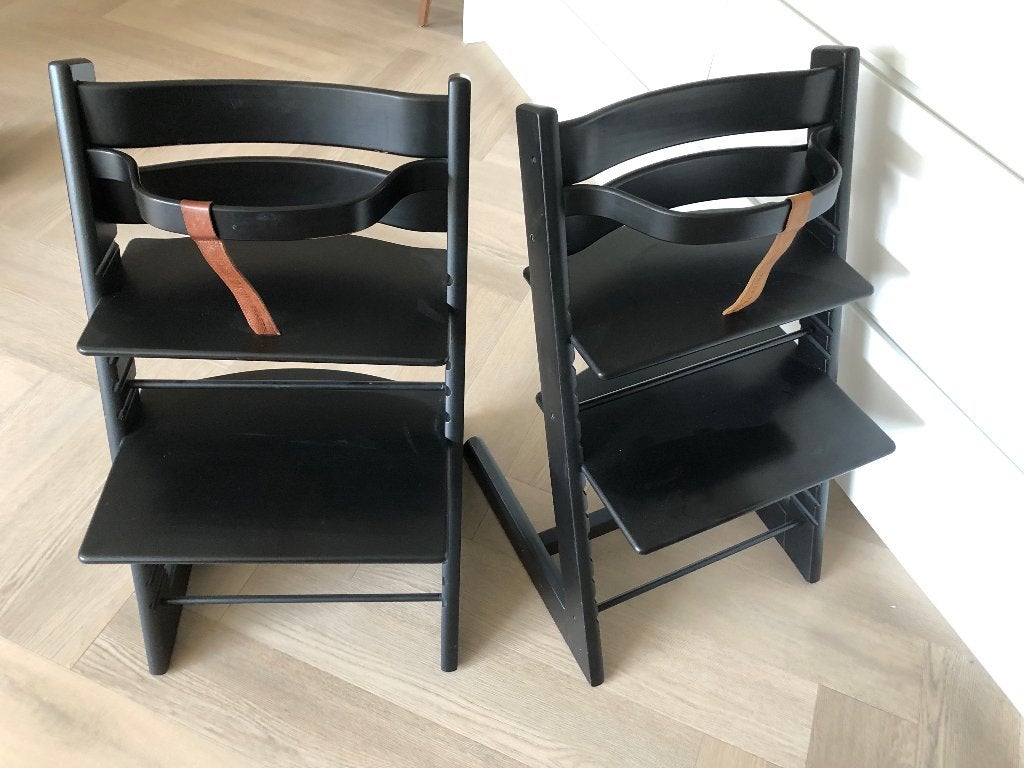 2x Stokke Tripp Trapp kinderstoel zwart, Ophalen, Gebruikt, Twee, Modern, Scandinavisch