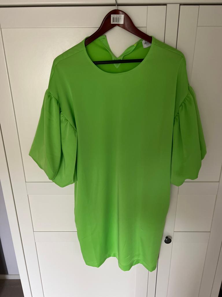 Les Jumelles Antwerpen Neon Groene Jurk Maat M, Ophalen of Verzenden, Zo goed als nieuw, Korte mouw, Maat 36 (S)