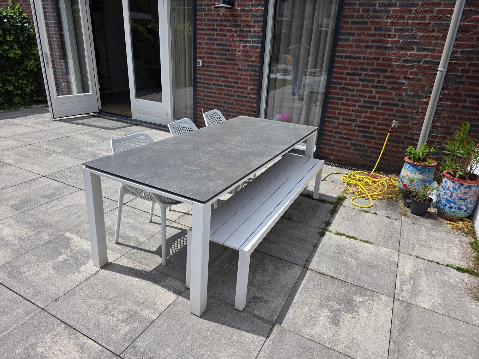 Life Outdoor Living set | Keramische tafel, bank + 3 stoelen, Ophalen, Gebruikt, Aluminium, Bank