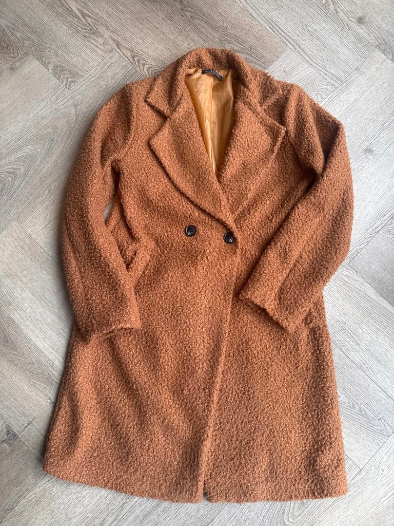 Stijlvolle bruine teddy jas - Maat M, Ophalen of Verzenden, Zo goed als nieuw, Maat 38/40 (M), Bruin