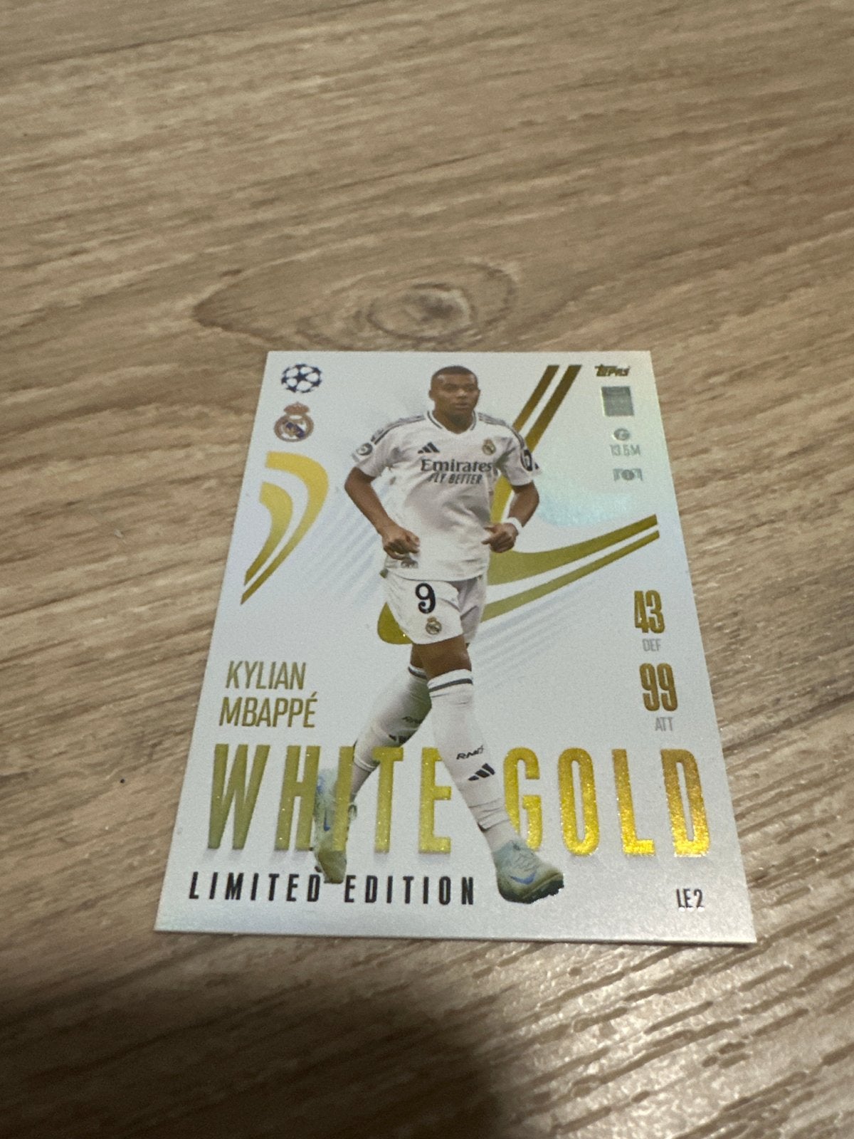 Kylian Mbappé White Gold Limited Edition Spelerskaart, Ophalen of Verzenden, Zo goed als nieuw, Buitenlandse clubs, Spelerskaart